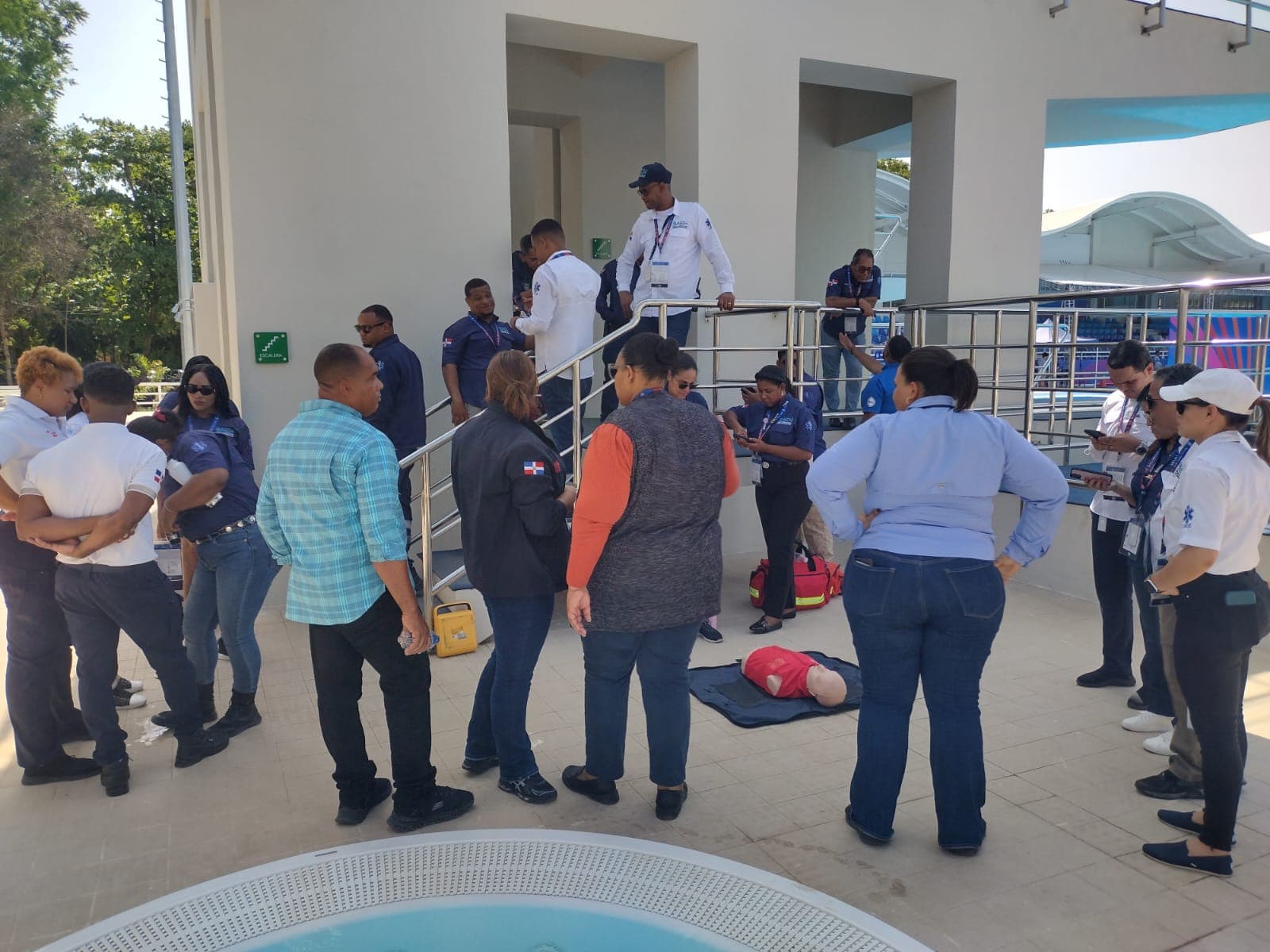 Realizan simulacro evaluación de heridos en centro acuáticos para JCC Santo Domingo 2026