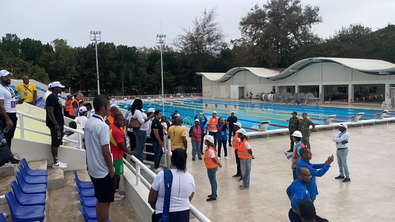 Vista del complejo acuático del Centro Olímpico Juan Pablo Duarte certificado para competencias internacionales.